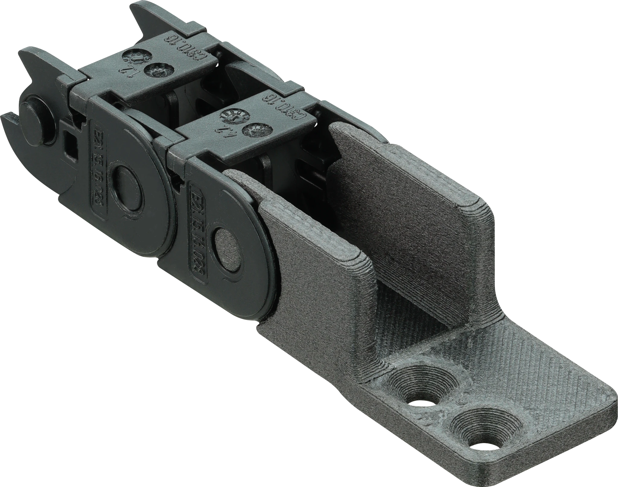 Elemento de ligação especial impresso em 3D para calhas articuladas