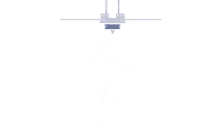 Grafik eines FDM-Druckkopfes, der ein Fragezeichen druckt.