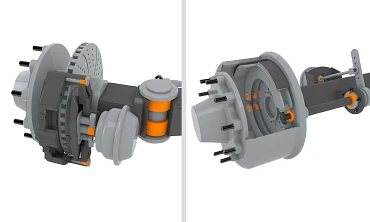 Lorry axle and brake system