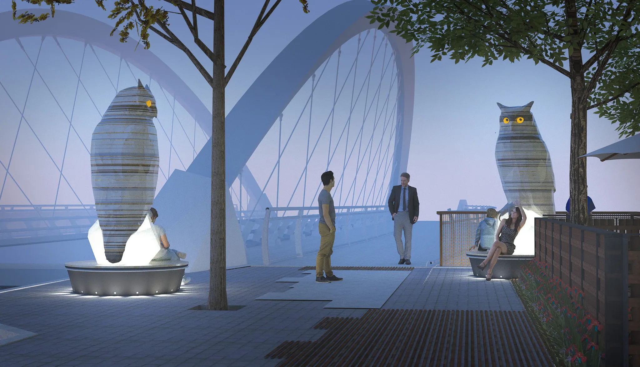 The two Kempelen&#x27;s Owls will soon be part of the Austin Artspace. Visitors can use a hidden mechanism to turn the owl head. (Source: igus GmbH)