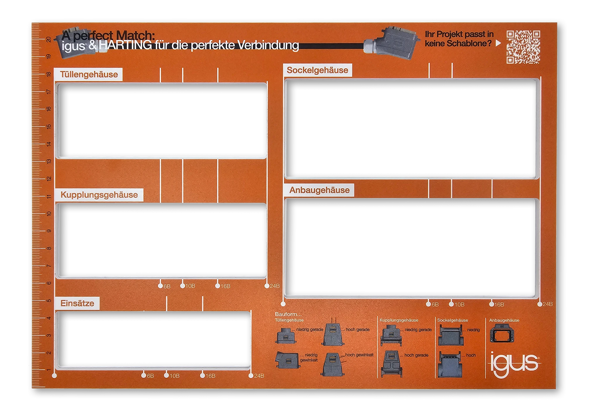 Gabarit de mesure pour connecteur carré