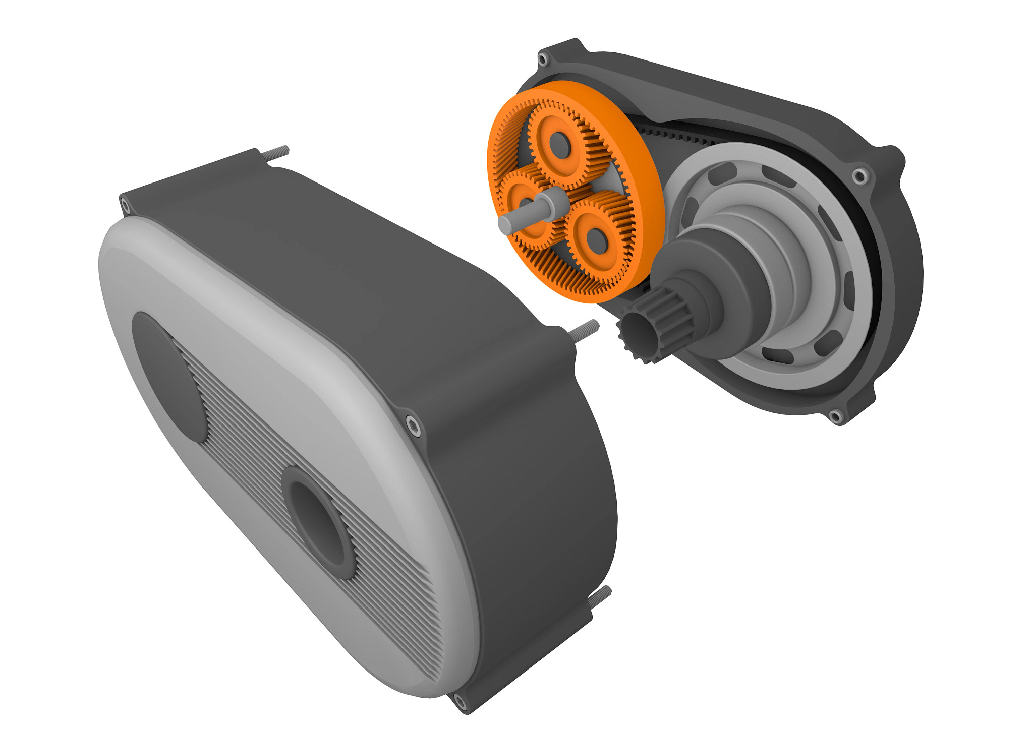 E-mountain bike with highlighted motor area