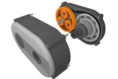 E-mountain bike with highlighted motor area